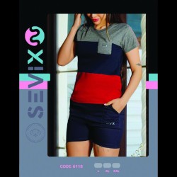 ست تیشرت و شلوارک زنانه sevix کد 6118