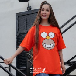 تیشرت لانگ رنگی رنگی کارتنی طرح هومر سیمپسون