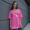 تیشرت لانگ رنگی رنگی کارتنی طرح پلنگ صورتی